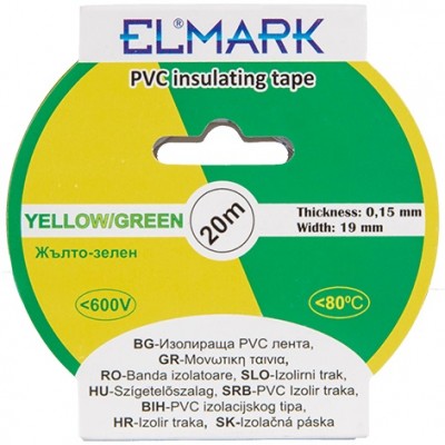 Ταινία PVC Μονωτική 19mmx0.15mm 20m Κίτρινο-Πράσινο 51025